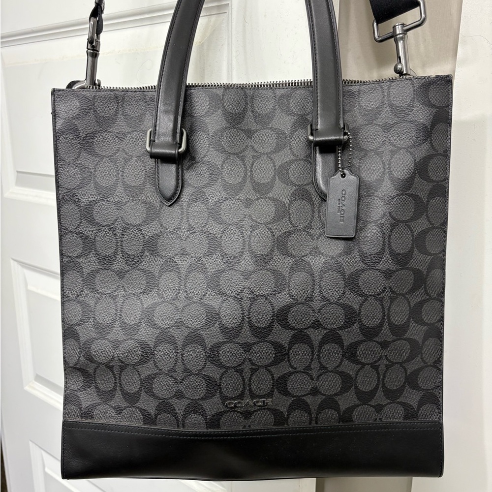 Coach Men's Black and Gray Messenger Bag